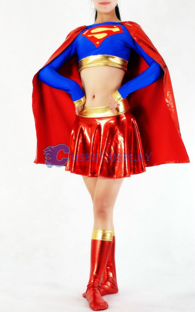 Supergirl Cosplay Costume Shiny Halloween